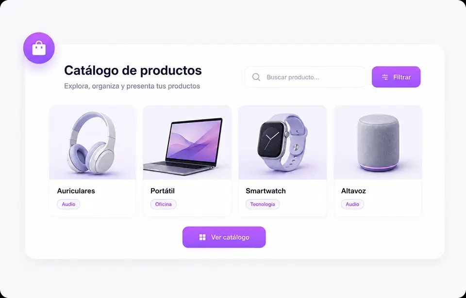 Catálogo de productos de MKG Suite con las fichas vinculadas a campañas