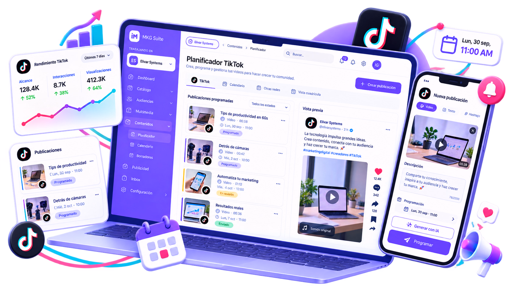 Vídeo de TikTok programado desde MKG Suite con IA